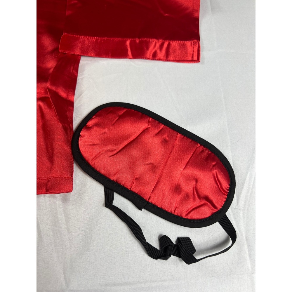 ALEXANDER DEL ROSSA 3pc Pajama Set Women L Red Satin Button Down Sleepwear NWT - Picture 3 of 13